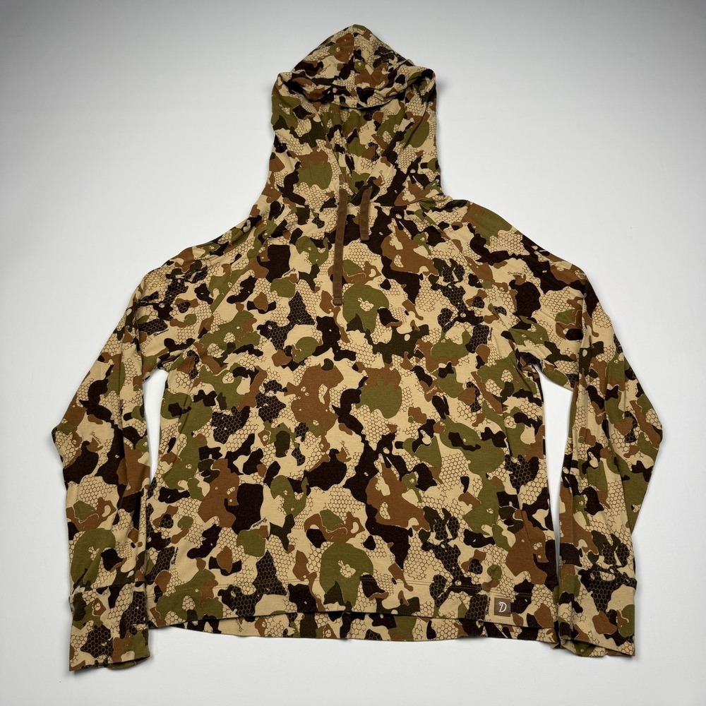 Duck Camp Hoodie Womens Medium Camo Lightweight Stretch Hunting Pullover Top